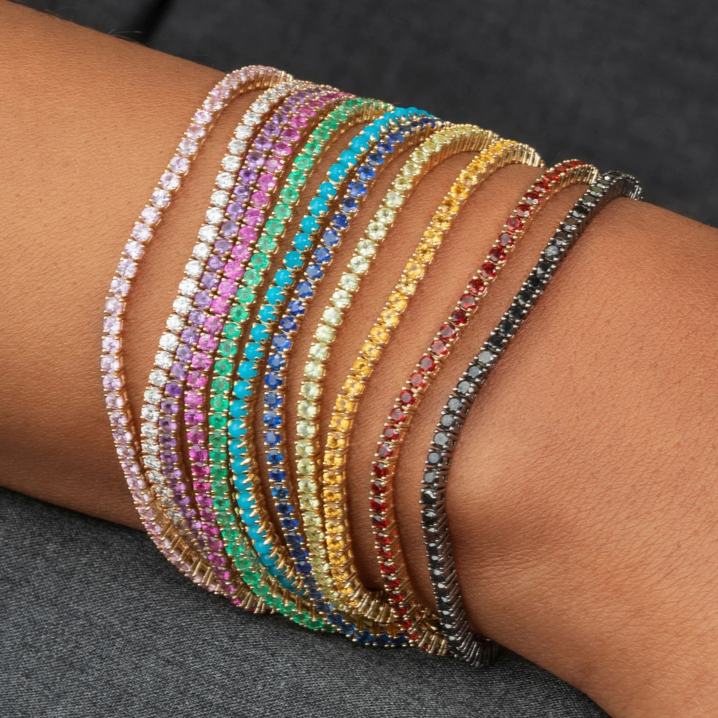 Amethyst Tennis Bracelet in 14K/18K Gold / February Birthstone Bracelet / Purple Stacking Bracelet - Evara Jewelry LLC