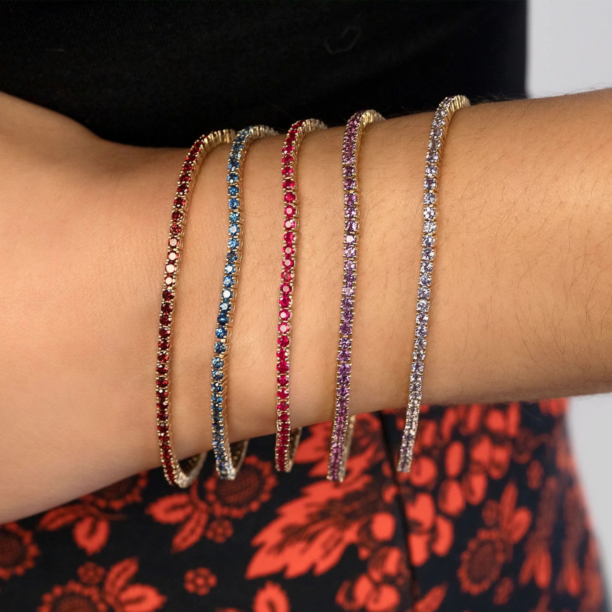 Amethyst Tennis Bracelet in 14K/18K Gold / February Birthstone Bracelet / Purple Stacking Bracelet - Evara Jewelry LLC