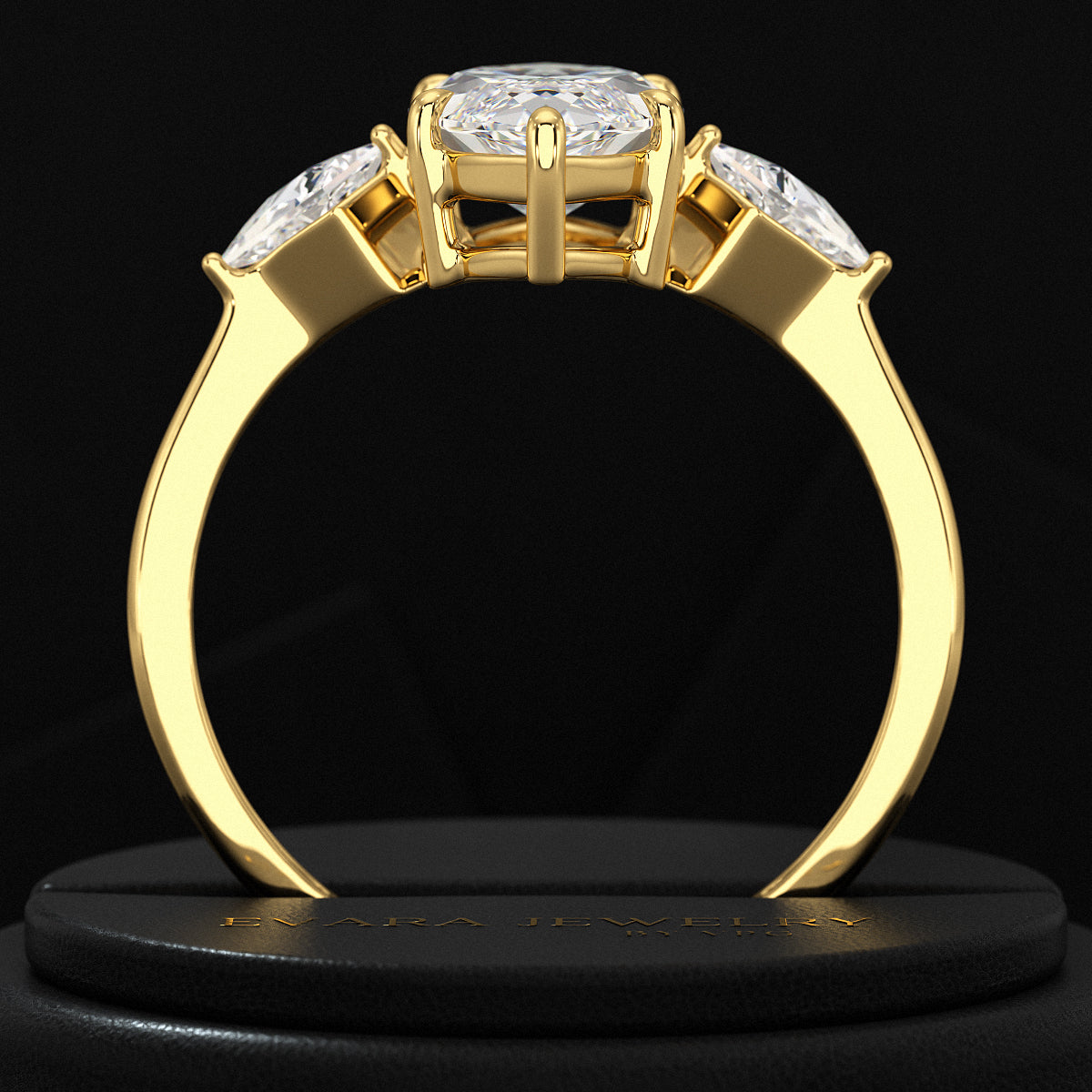 2 Carat Marquise Cut Lab Grown Diamond 3 Stone Engagement Ring with Kite Accent Stone - Evara Jewelry LLC
