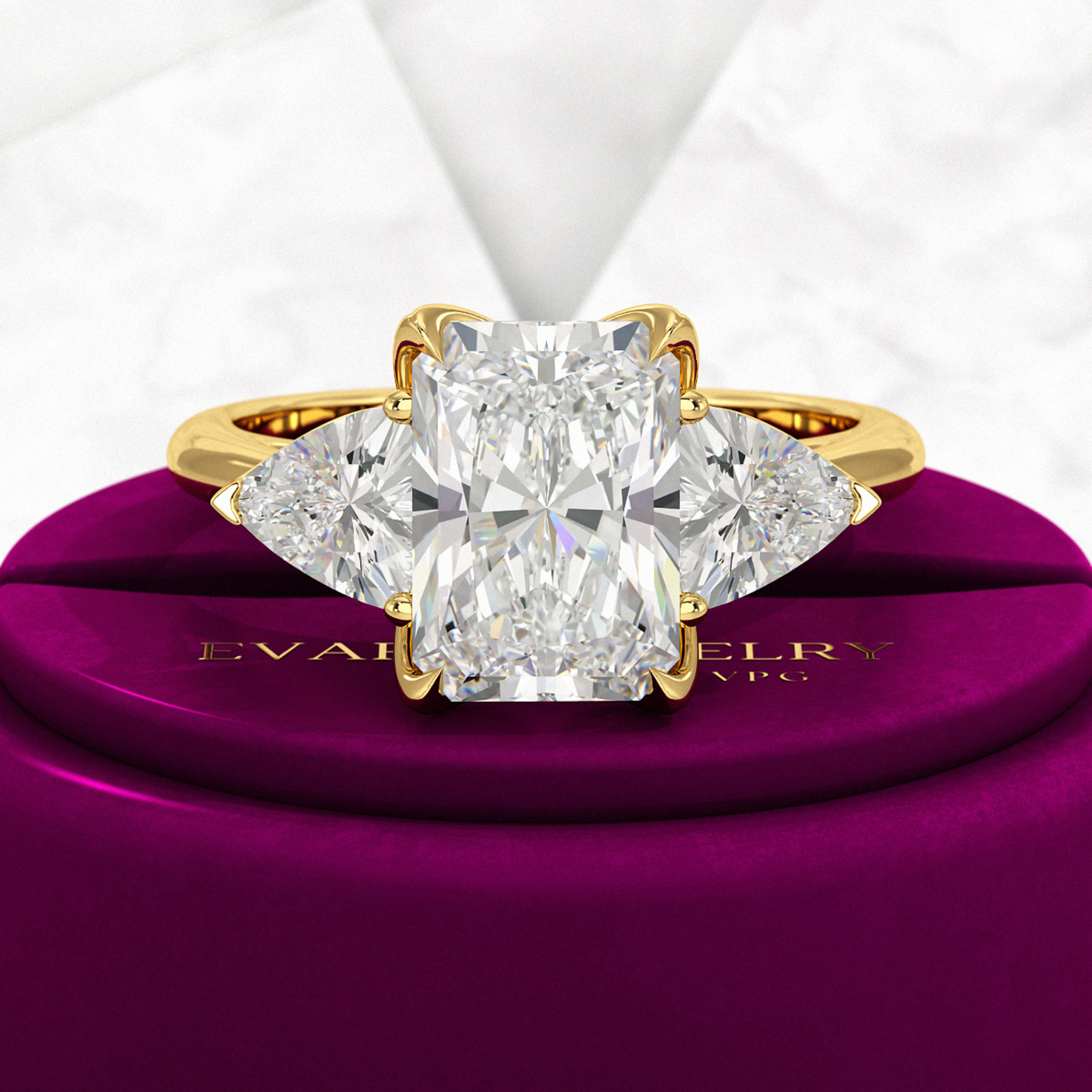 3.00 Carat Radiant Cut Diamond Engagement Ring - Evara Jewelry LLC