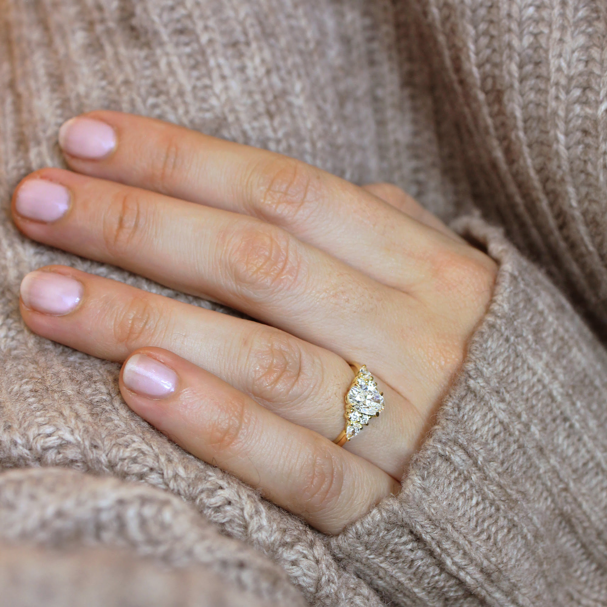 1 Carat Oval Diamond Art Deco Engagement Ring - Evara Jewelry LLC