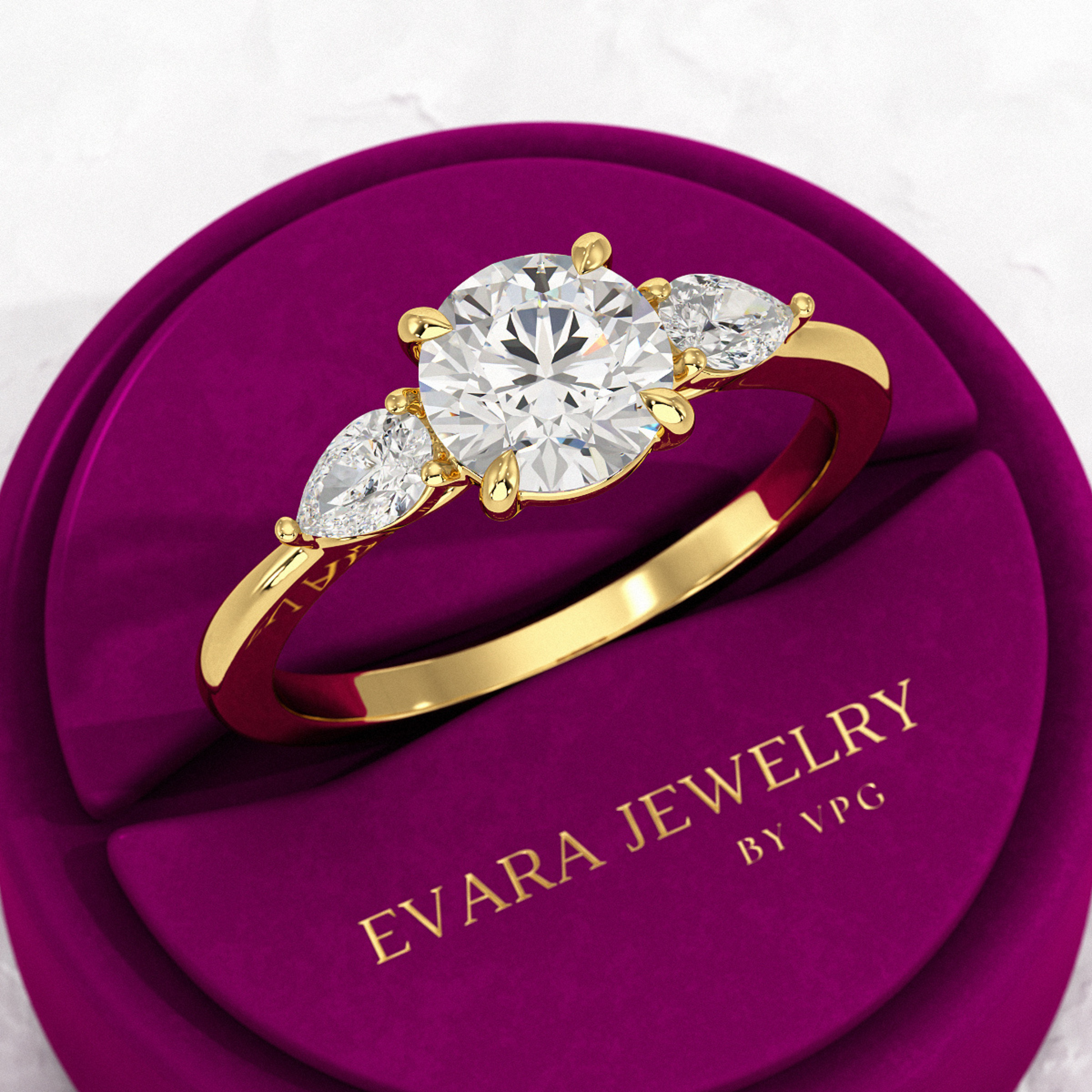 1.25 Carat Round Cut Diamond Three Stone Engagement Ring