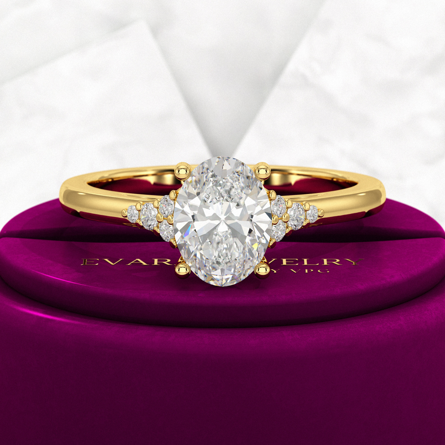 1 Carat Oval Diamond Art Deco Statement Ring - Evara Jewelry LLC