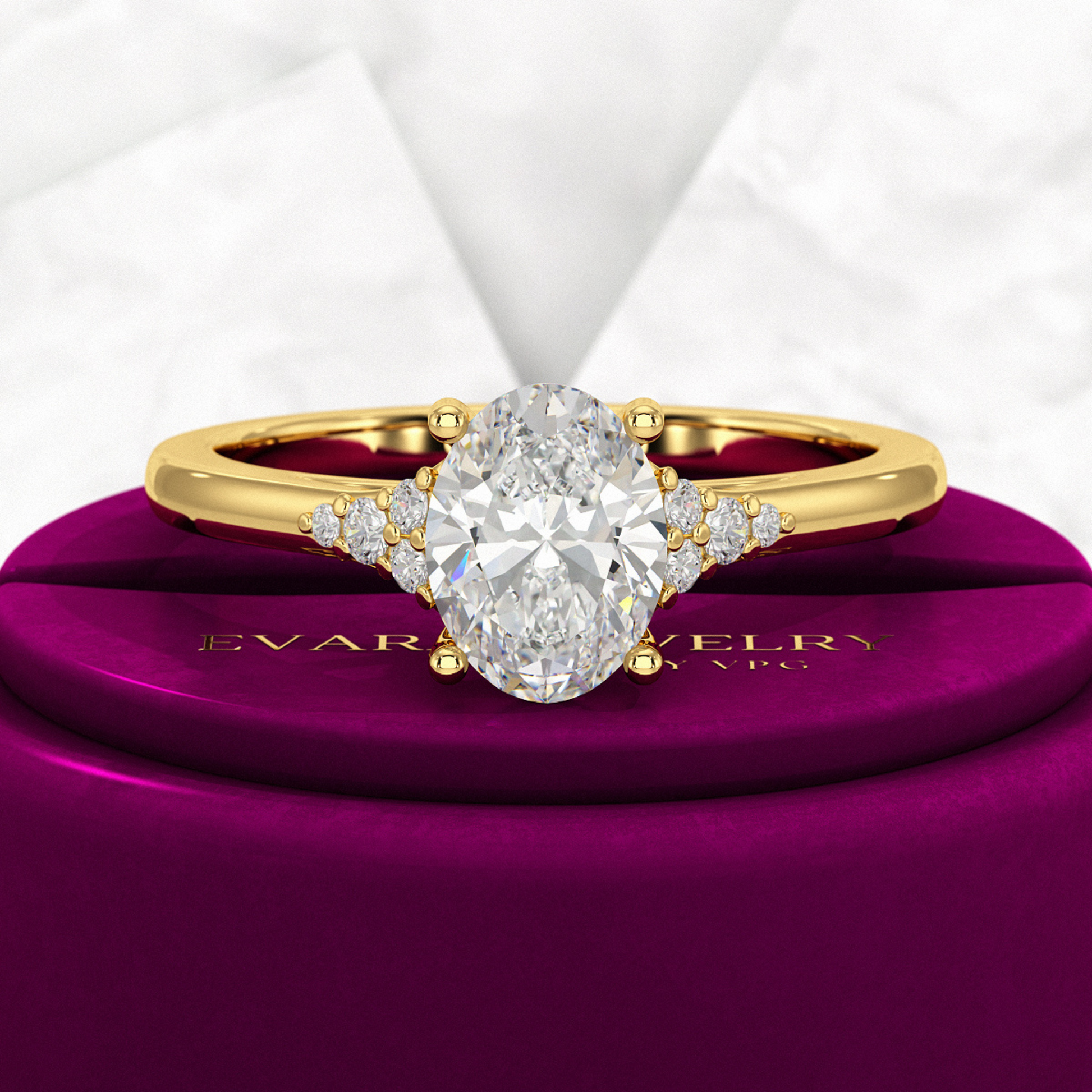 1 Carat Oval Diamond Art Deco Statement Ring - Evara Jewelry LLC