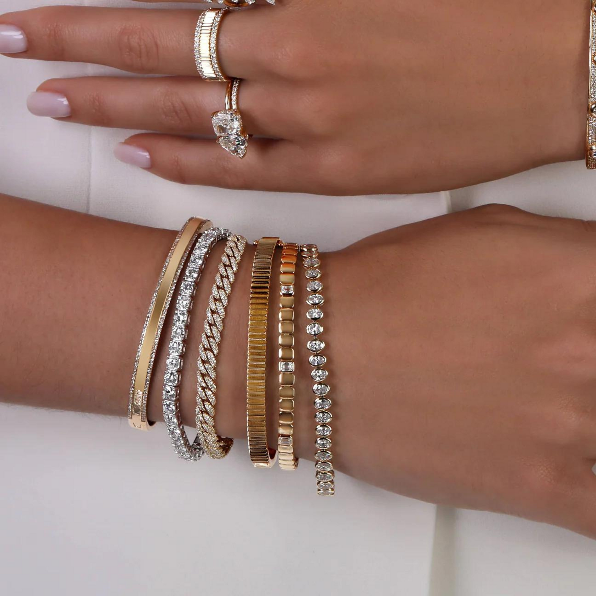 Ribbed Pattern Cuff Bangle in Solid Gold - Evara Jewelry LLC