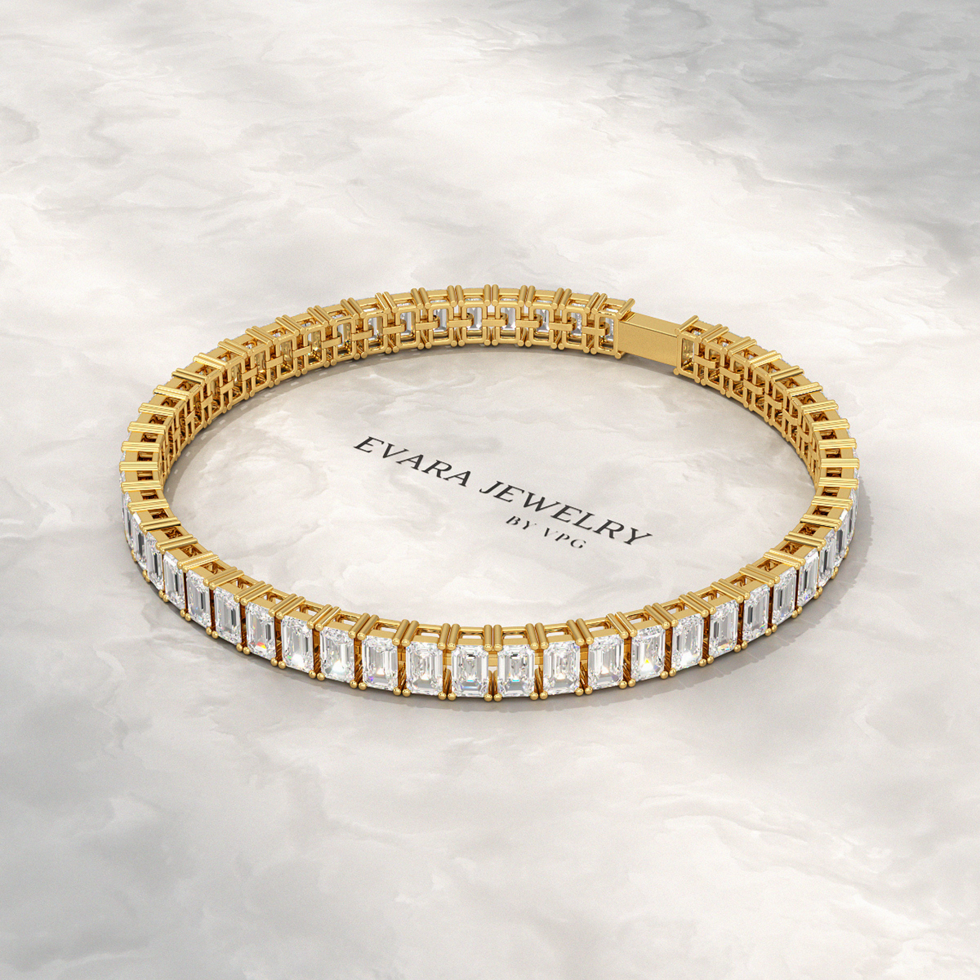 15 Carats Emerald Cut Lab Grown Diamond Tennis Bracelet - Evara Jewelry LLC