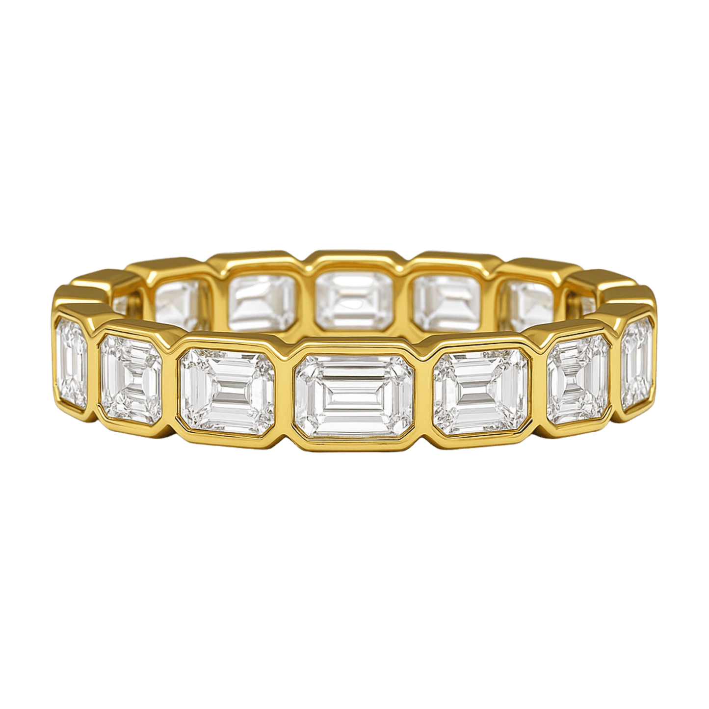 2.25 Carat Emerald Cut Bezel Set Lab Grown Diamond Eternity Band