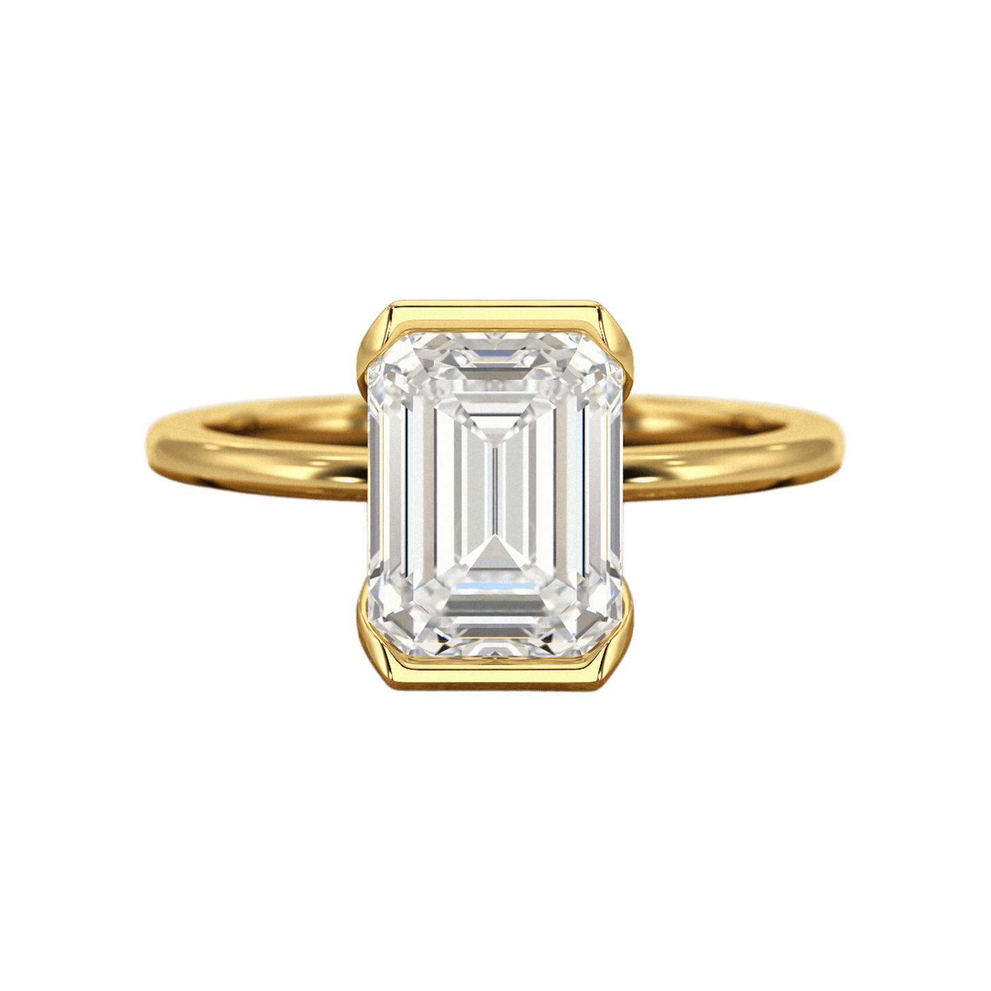 2.50 Carat Emerald Cut Half Bezel Engagement Ring