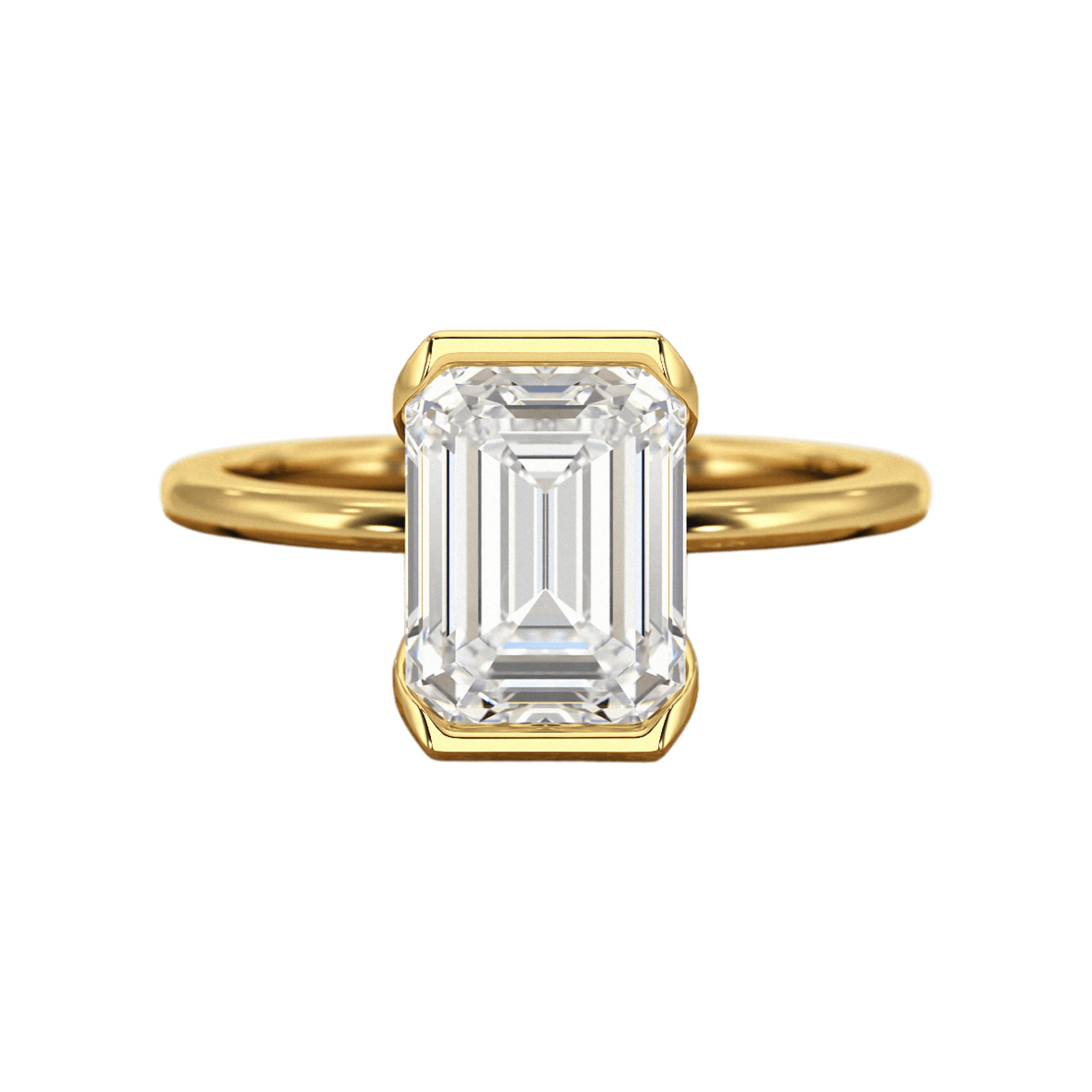 2.50 Carat Emerald Cut Half Bezel Engagement Ring