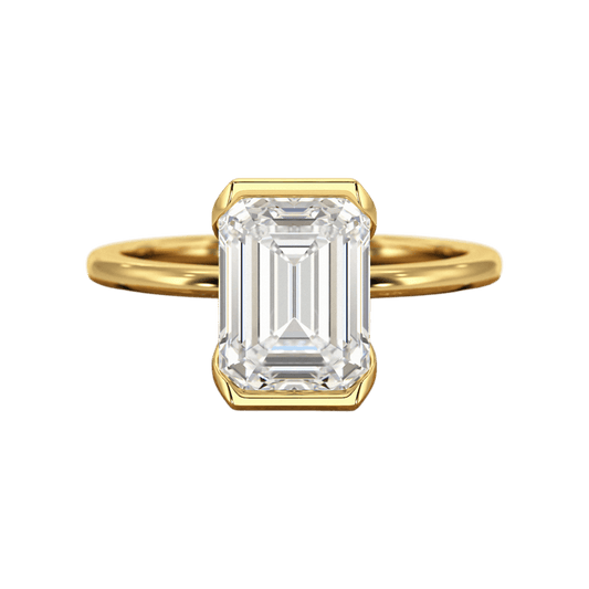 2.50 Carat Emerald Cut Half Bezel Engagement Ring