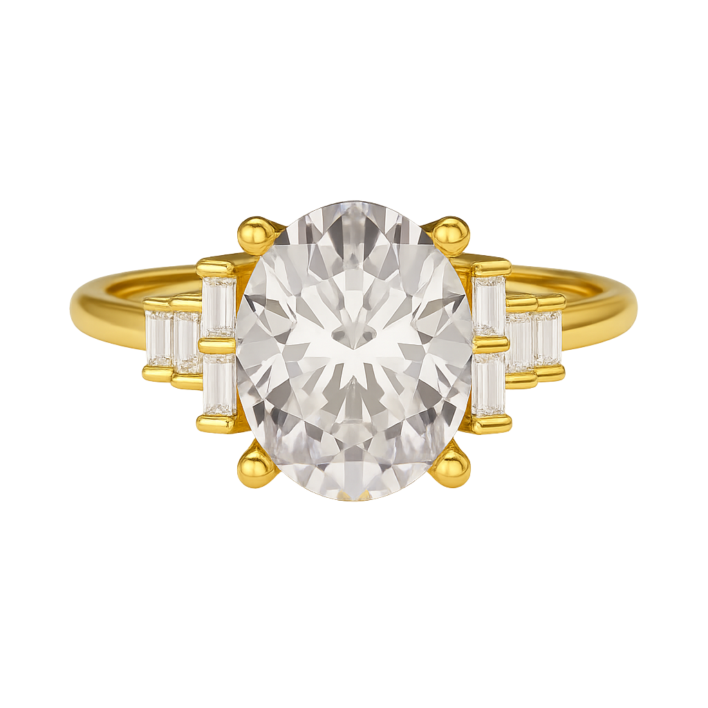 2.50 Carat Oval Cut Art Deco Engagement Ring with Lab Grown Diamonds