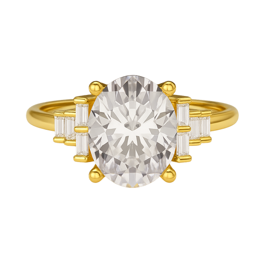 2.50 Carat Oval Cut Art Deco Engagement Ring with Lab Grown Diamonds