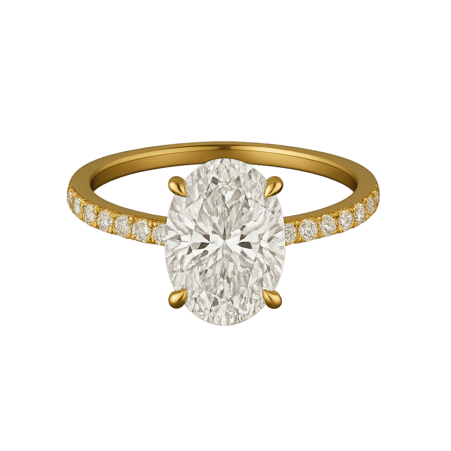 2.50 Carat Oval Cut Prong set Diamond Wedding Ring with Hidden Halo & Pave Diamond Band