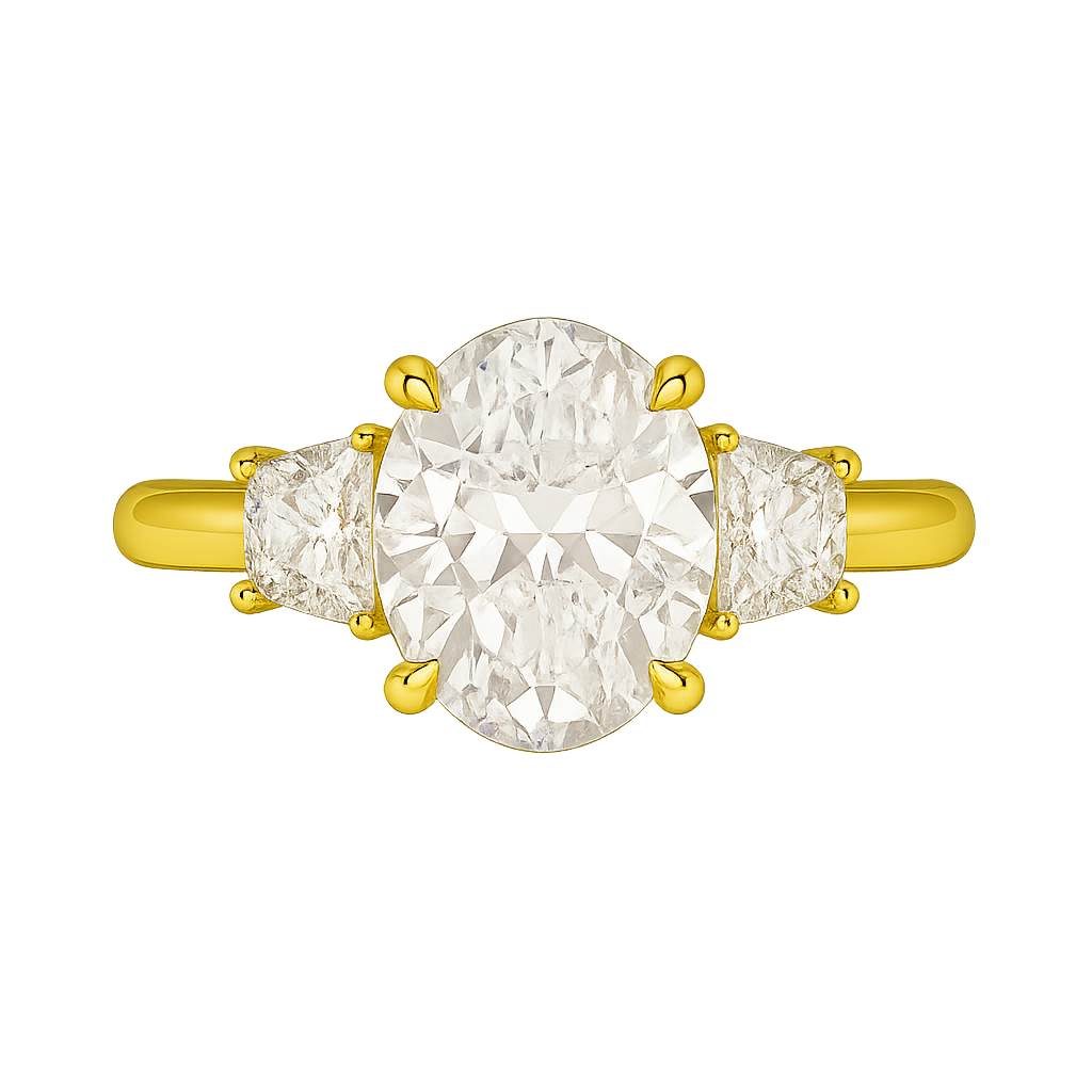 2.50 Carat Oval Diamond Three Stone Engagement Ring