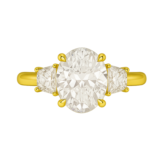 2.50 Carat Oval Diamond Three Stone Engagement Ring