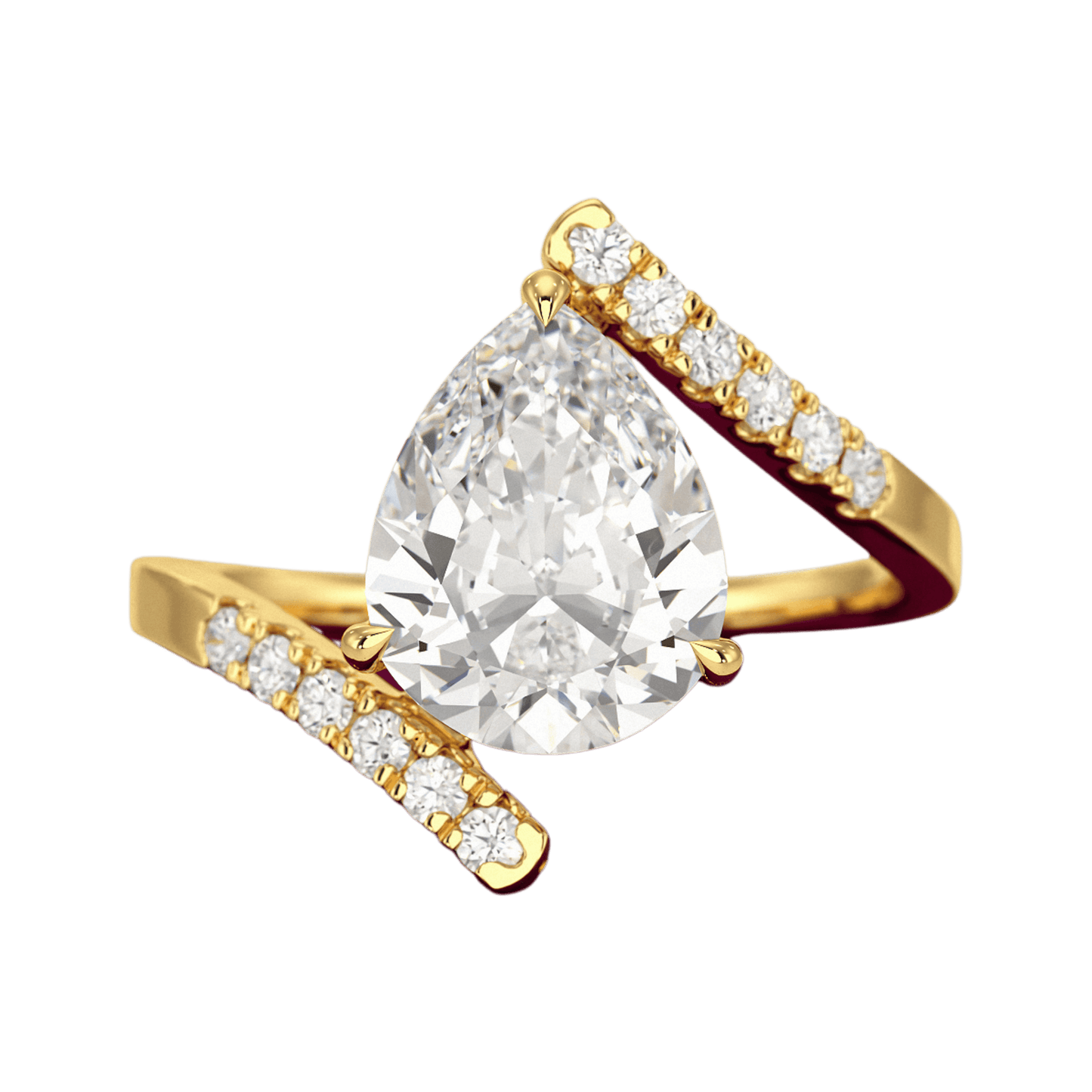 2.50 Carat Pear Cut Diamond Art Deco Statement Ring