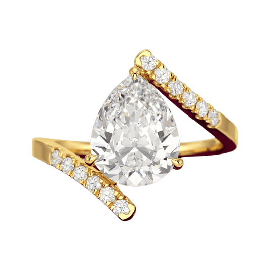 2.50 Carat Pear Cut Diamond Art Deco Statement Ring