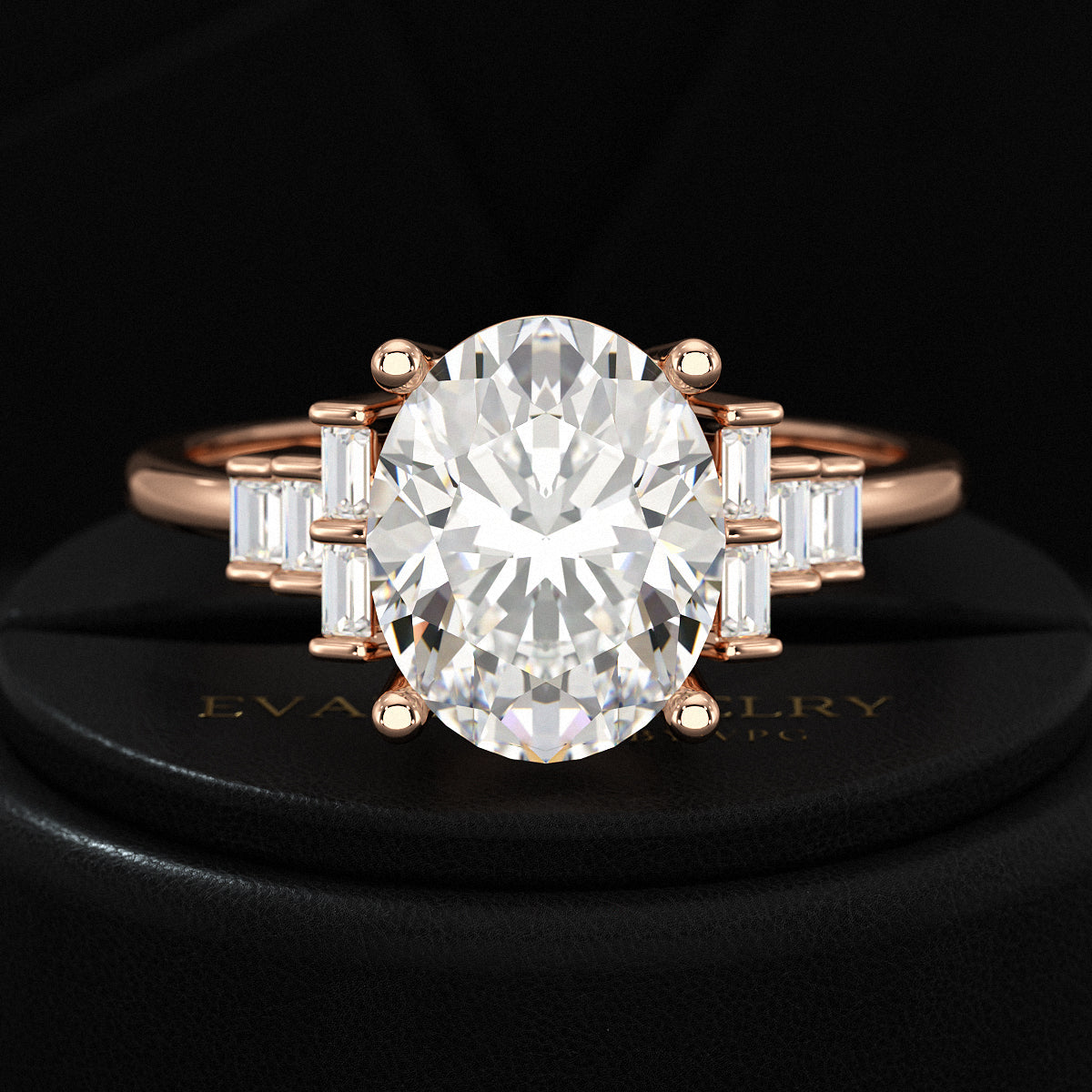 2.50 Carat Oval Cut Art Deco Engagement Ring with Lab Grown Diamonds - Evara Jewelry LLC
