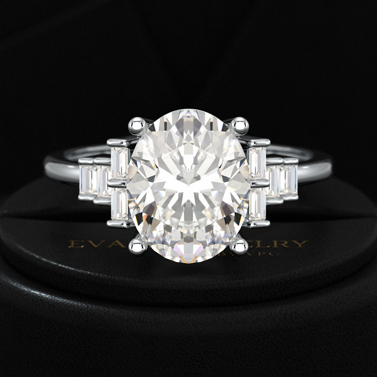 2.50 Carat Oval Cut Art Deco Engagement Ring with Lab Grown Diamonds - Evara Jewelry LLC