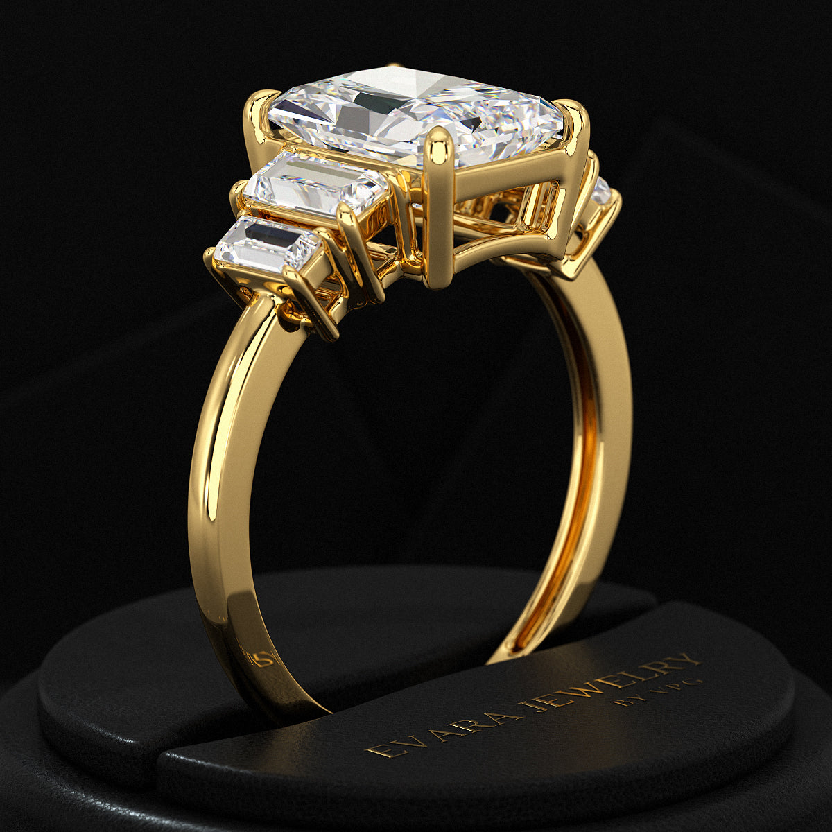 3 Carat Radiant Cut Lab Grown Diamond Art Deco Engagement Ring - Evara Jewelry LLC