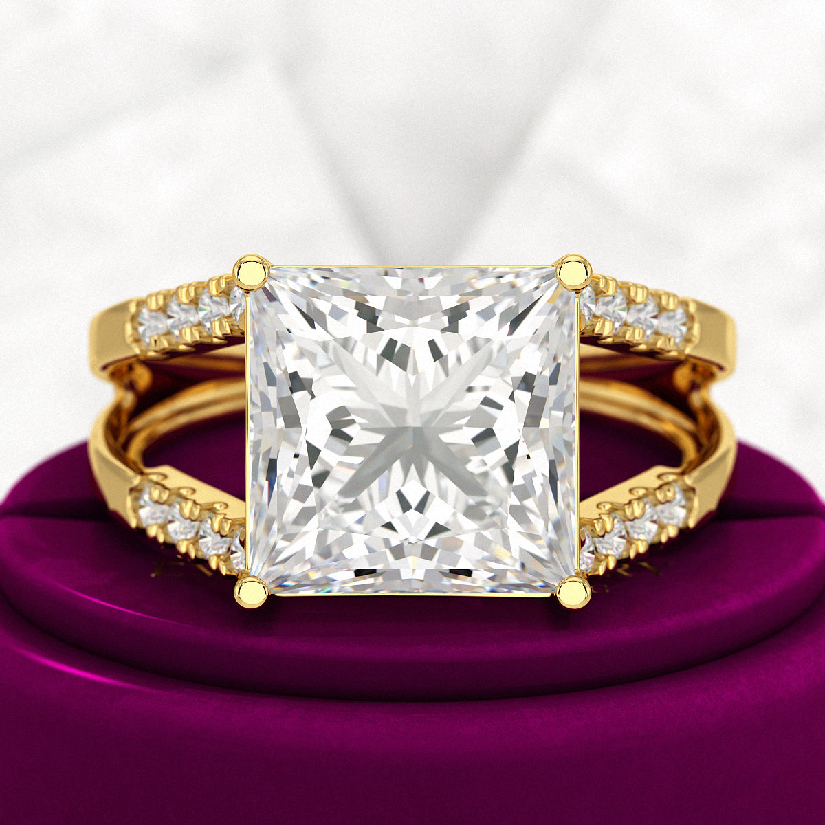 5 Carat Princess Cut Lab Grown Diamond Wedding Ring - Evara Jewelry LLC