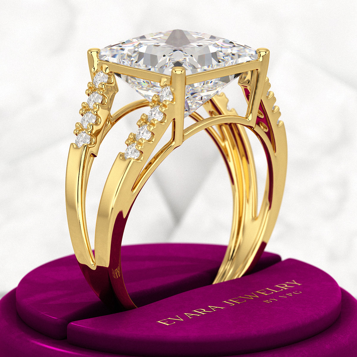 5 Carat Princess Cut Lab Grown Diamond Wedding Ring - Evara Jewelry LLC