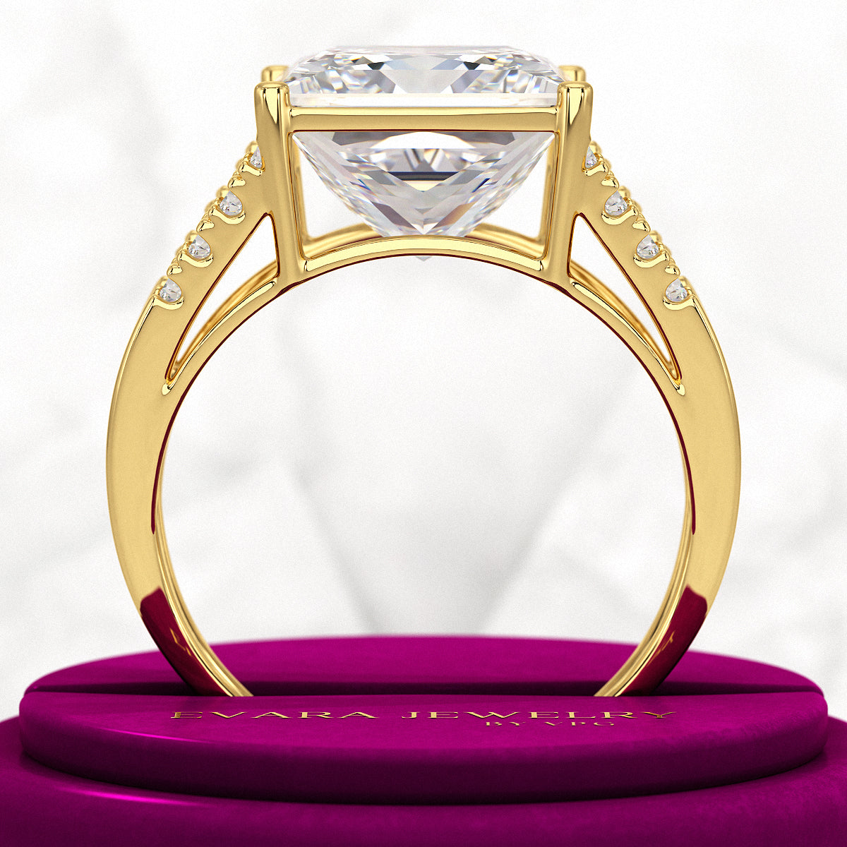 5 Carat Princess Cut Lab Grown Diamond Wedding Ring - Evara Jewelry LLC