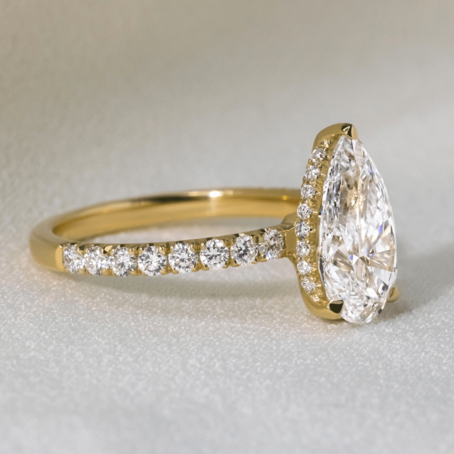 2 Carat Pear Cut Hidden Halo Pave Band Engagement Ring - Evara Jewelry LLC