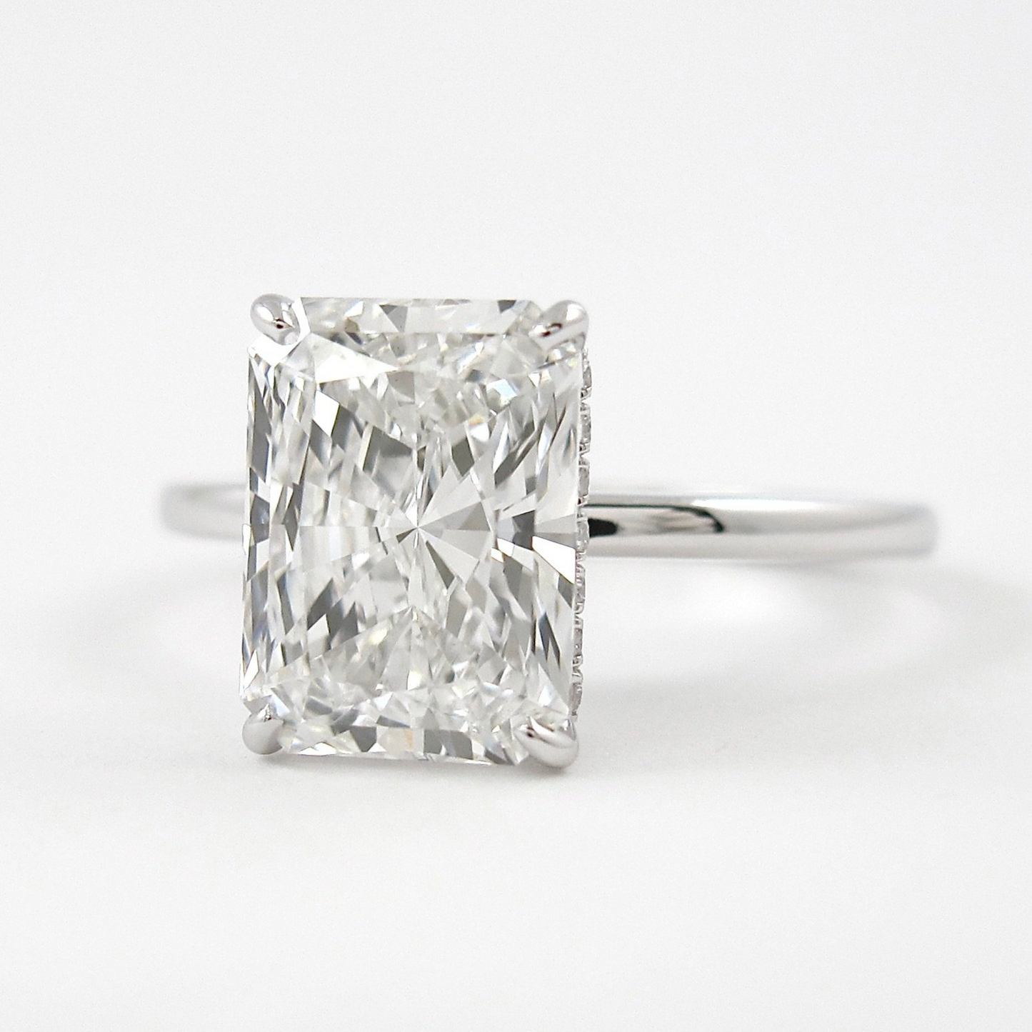 3.00 Carat Radiant Cut Diamond Engagement Ring with Hidden Halo - Evara Jewelry LLC