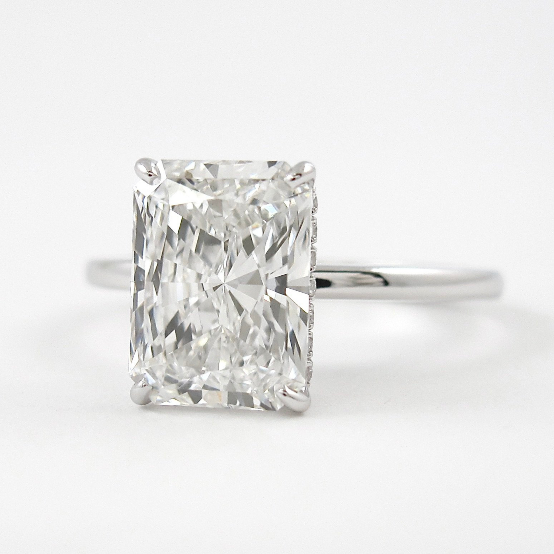 3.00 Carat Radiant Cut Diamond Engagement Ring with Hidden Halo - Evara Jewelry LLC