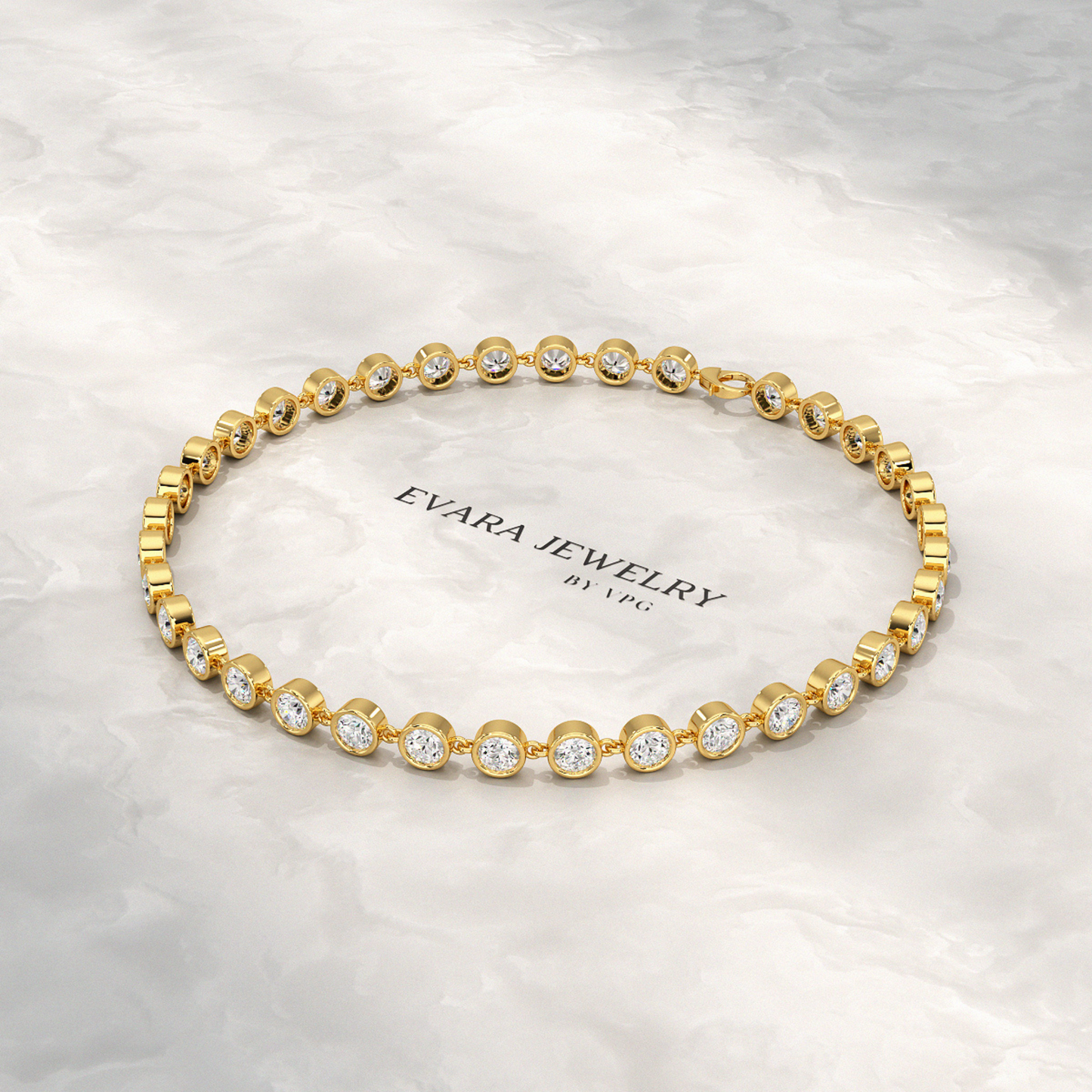 4 Carat Bezel Set Round Cut Diamond Gold Minimalist Tennis Bracelet - Evara Jewelry LLC