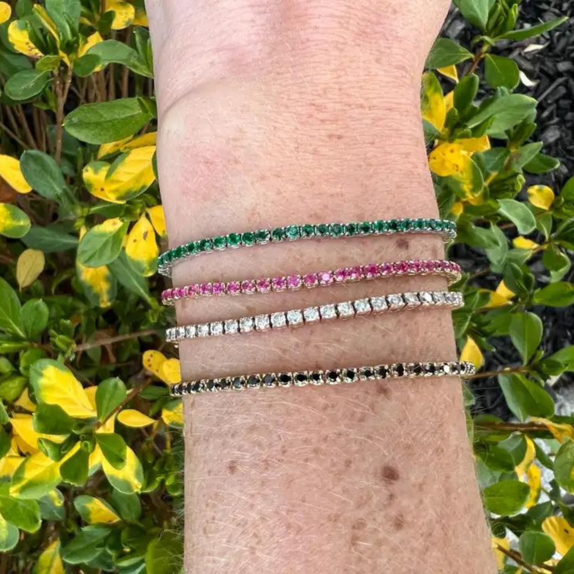 3.21 Carats Natural Pink Sapphire Tennis Bracelet in 14K/18K Yellow Gold - Evara Jewelry LLC