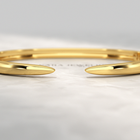 Chevron Front Open Plain Cuff Bangle in Solid Gold - Evara Jewelry LLC