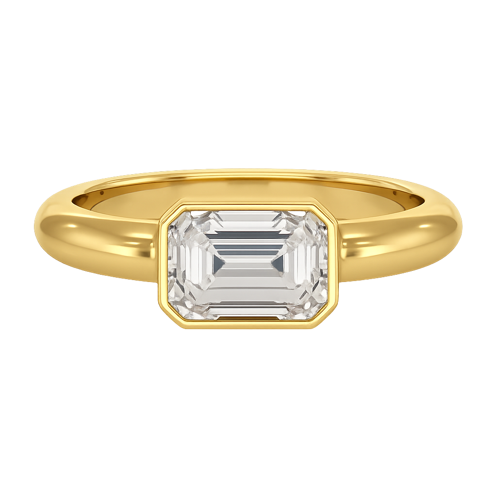 2 Carat Emerald Cut Bezel Set Lab Grown Diamond Solitaire Ring