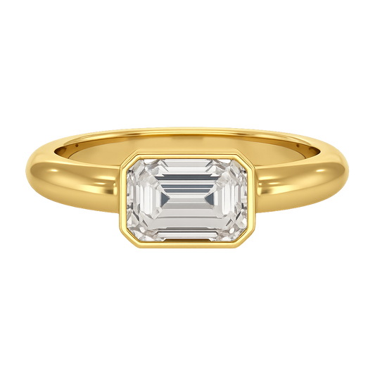 2 Carat Emerald Cut Bezel Set Lab Grown Diamond Solitaire Ring