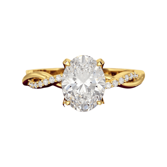 2 Carat Oval Diamond Nature Inspired Minimalist Engagement Ring