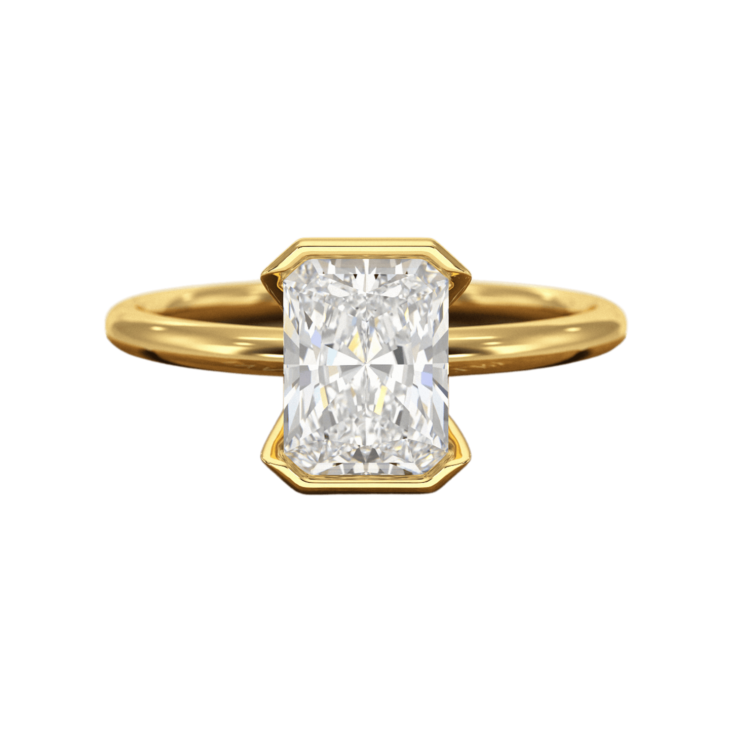 2 Carat Radiant Diamond Half Bezel Set Proposal Ring