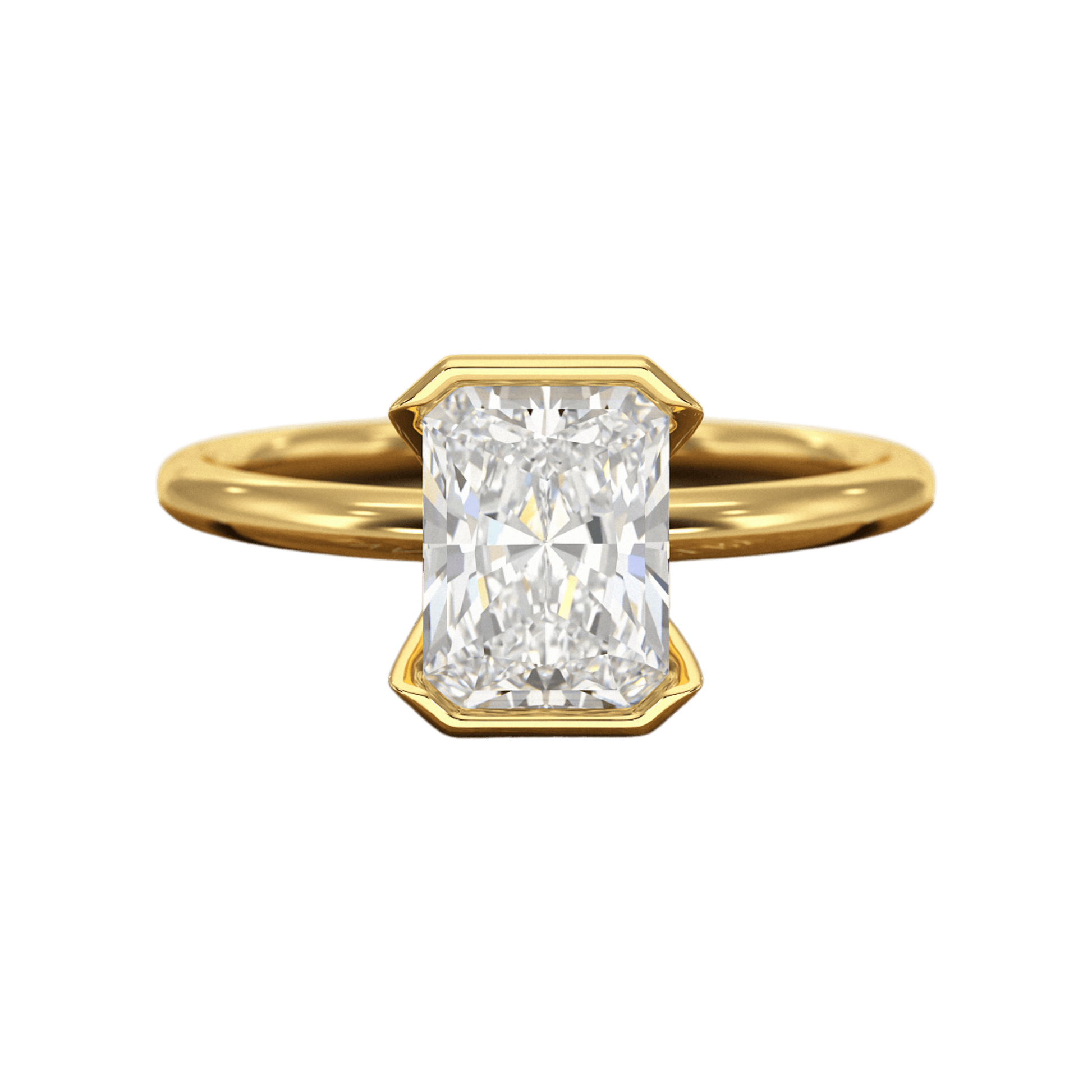 2 Carat Radiant Diamond Half Bezel Set Proposal Ring
