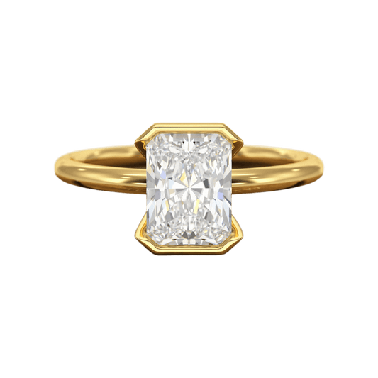 2 Carat Radiant Diamond Half Bezel Set Proposal Ring