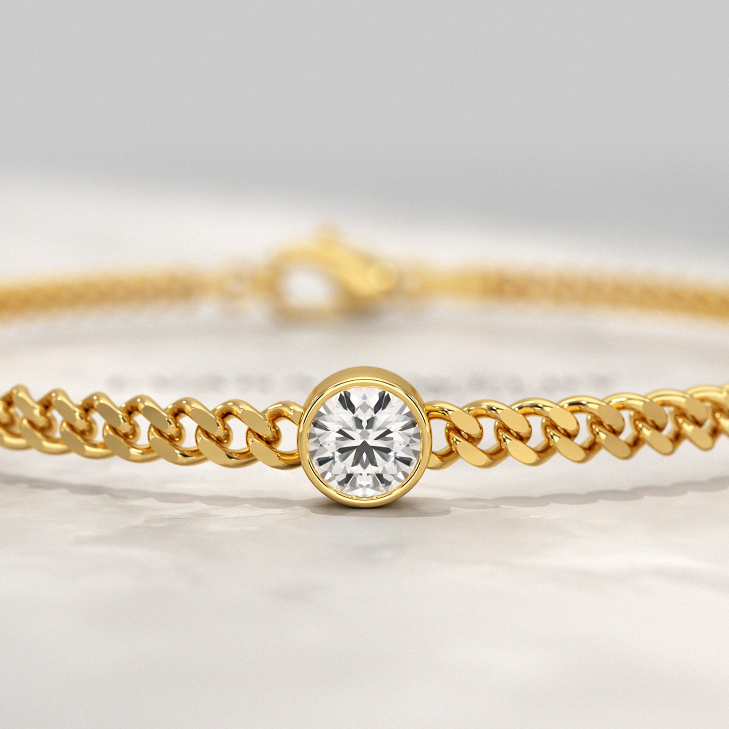 0.50 Carat Round Cut Diamond Solitaire Cuban Chain Bracelet - Evara Jewelry LLC