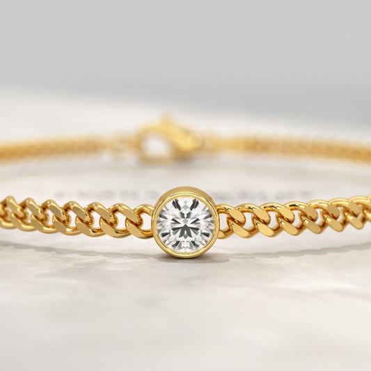 0.50 Carat Round Cut Diamond Solitaire Cuban Chain Bracelet - Evara Jewelry LLC