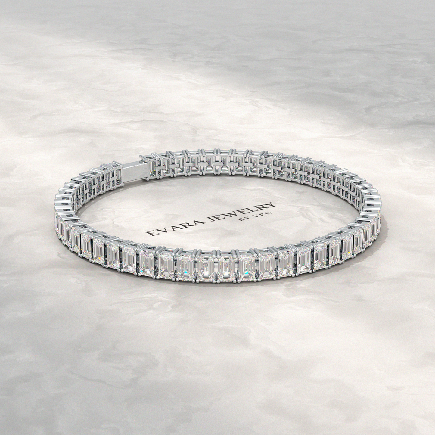 15 Carats Emerald Cut Lab Grown Diamond Tennis Bracelet - Evara Jewelry LLC