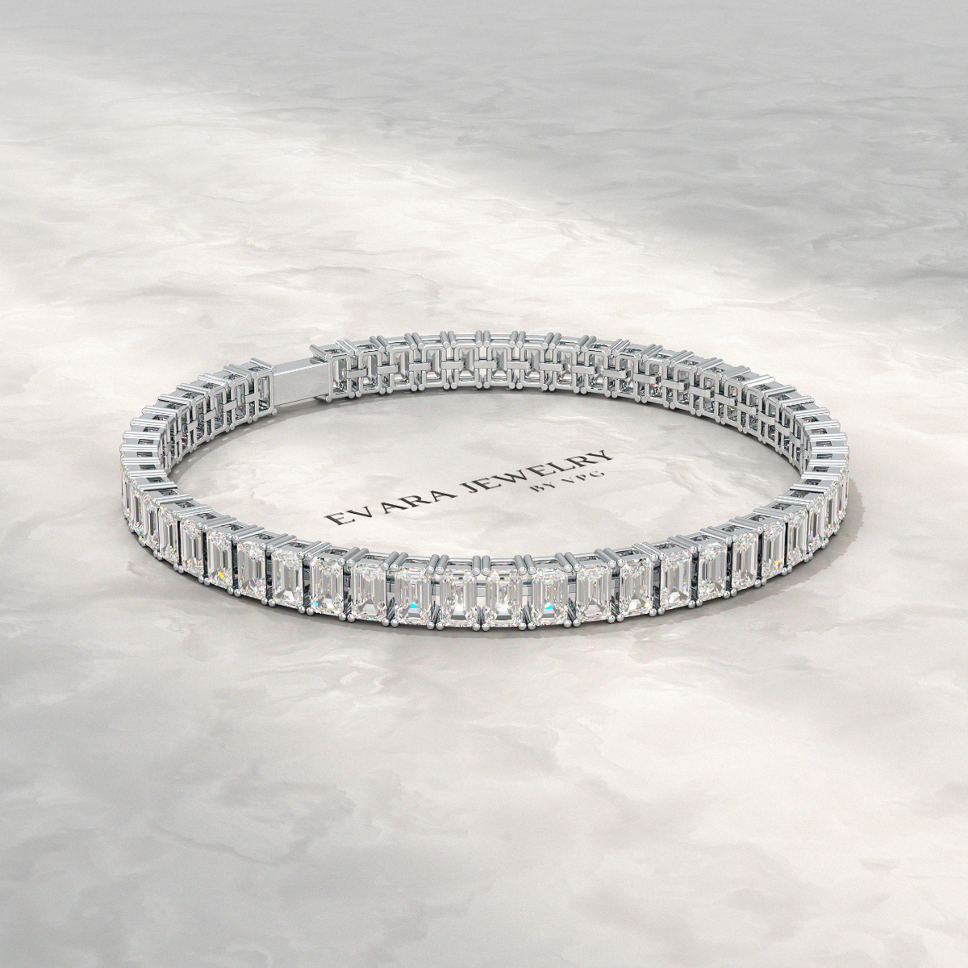 15 Carats Emerald Cut Lab Grown Diamond Tennis Bracelet - Evara Jewelry LLC