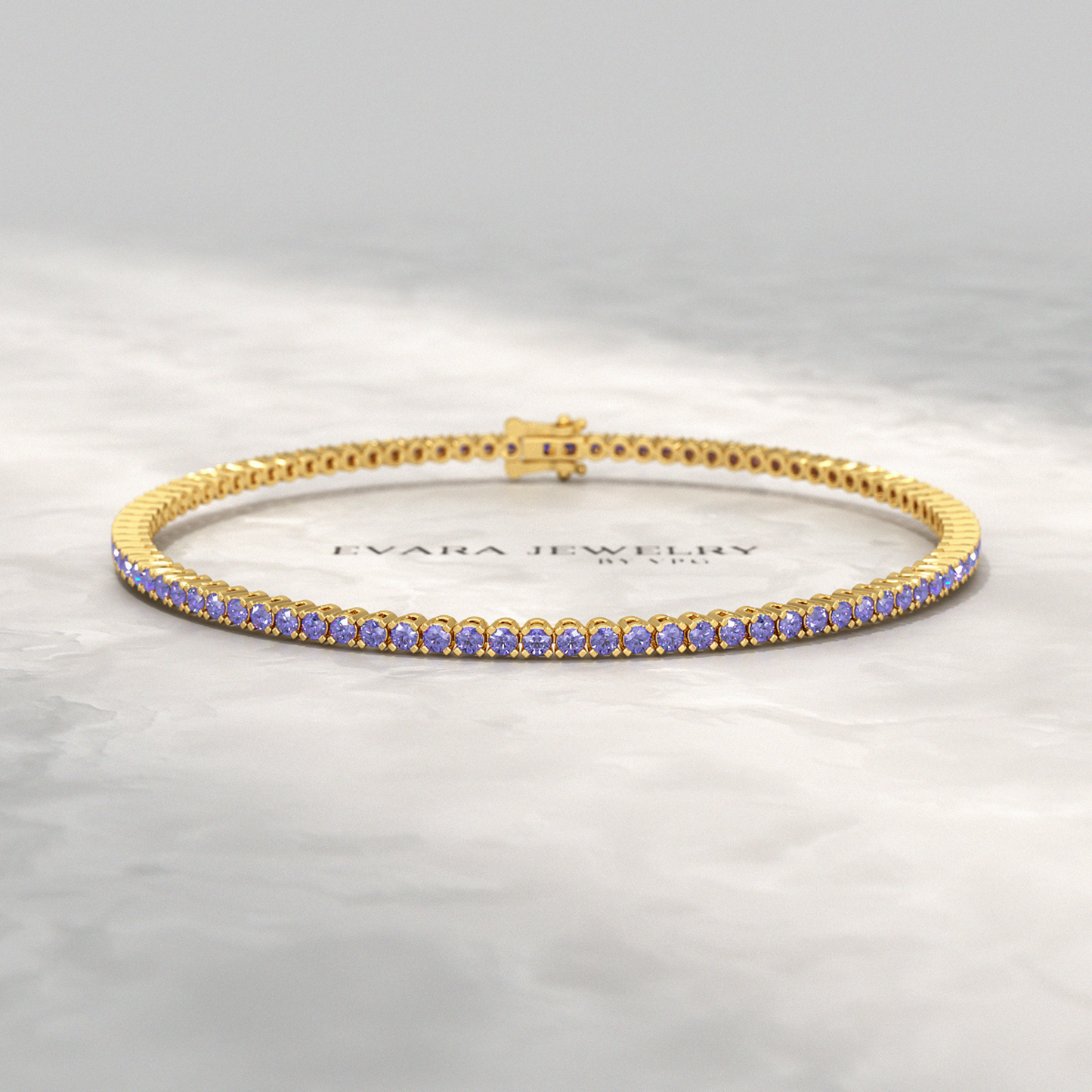 3.17 Carat Tanzanite Tennis Bracelet in 14K/18K Yellow Gold