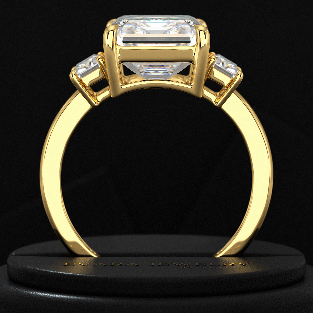 5 Carat Emerald Cut Lab Grown Diamond Three Stone Engagement Ring - Evara Jewelry LLC