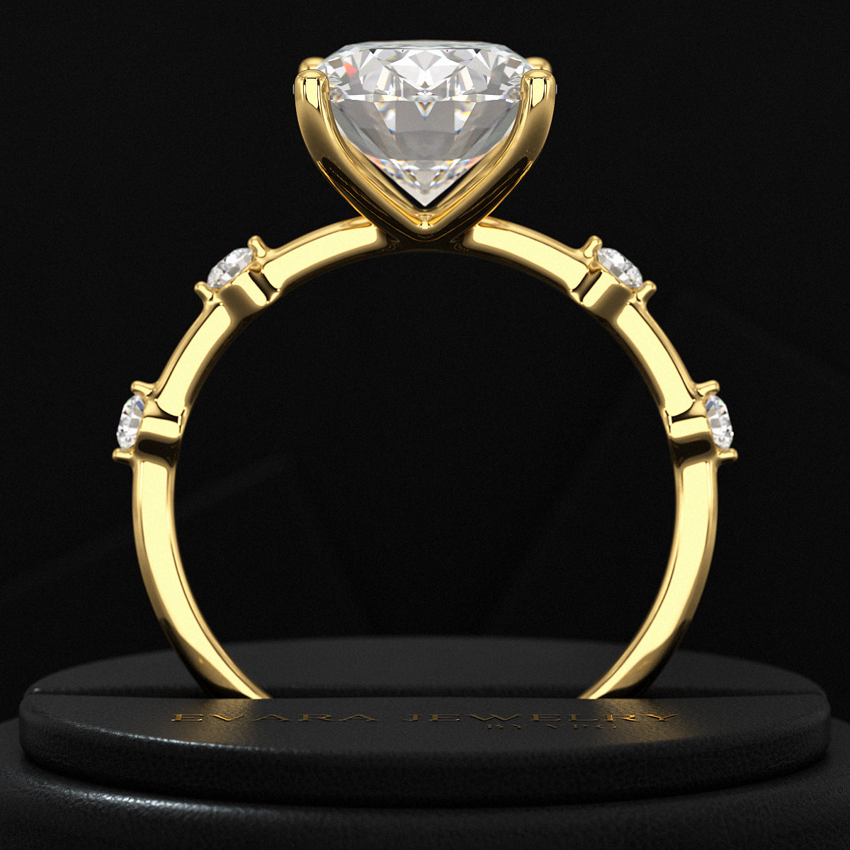 3 Carat Oval Lab Grown Diamond Thin Engagement Ring - Evara Jewelry LLC