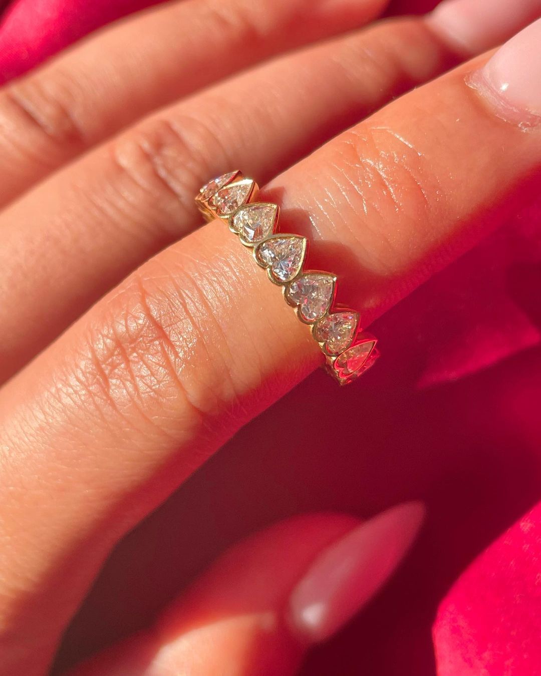 3 Carat Heart Cut Diamond Wedding Band - Evara Jewelry LLC