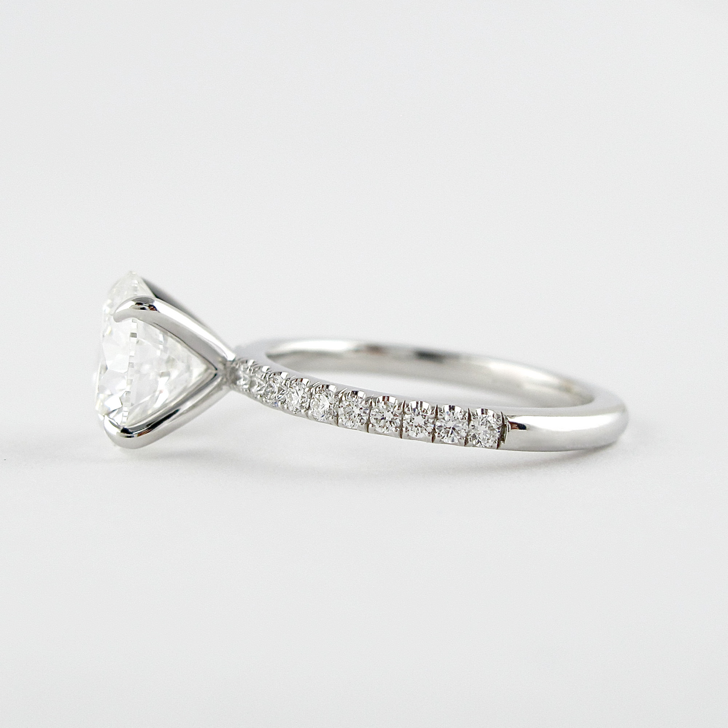 3 Carat Round Lab Grown Diamond Classic Wedding Ring with Pave Band - Evara Jewelry LLC