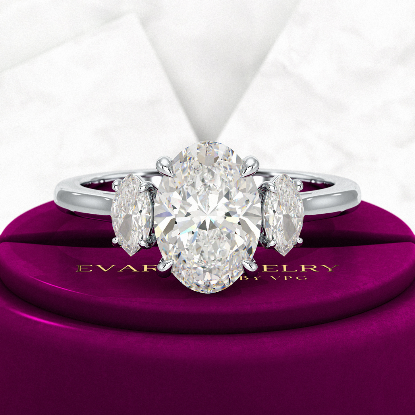 2 Carat Oval Cut Art Deco Engagement Ring - Evara Jewelry LLC