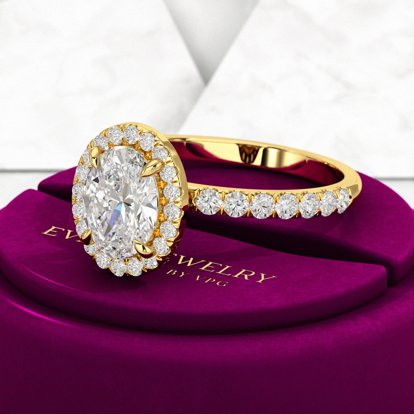 1.25 Carat Oval Cut Halo Diamond Engagement Ring - Evara Jewelry LLC